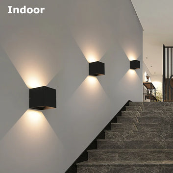 6W/12W LED Waterproof Wall Lamp in Black/White/Grey for Indoor and Outdoor Decoration Lighting Aluminum Wall Lights AC 110V 220V