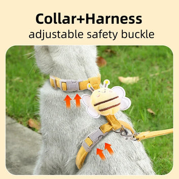Double-Layered Cartoon Bee Cat Leash Set