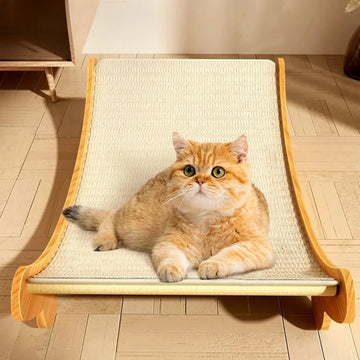Wooden Cat Bed with Scratching Pad